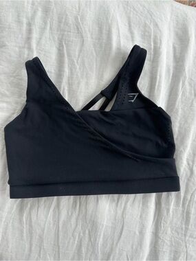 Gymshark Black Seamless Wrap Sports Bra with Strappy Back